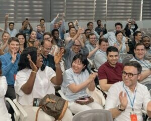 EMBA students clapping