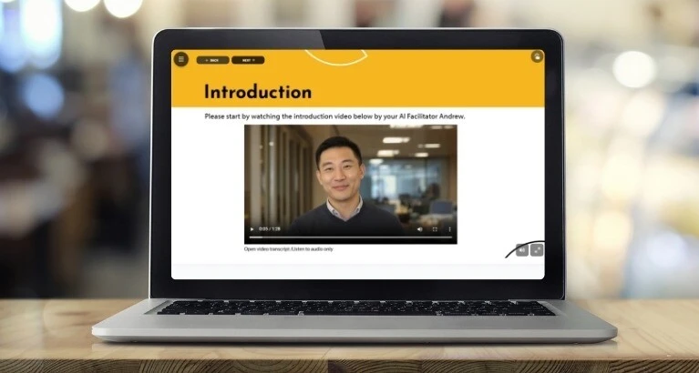Screen showing AI-powered learning system.