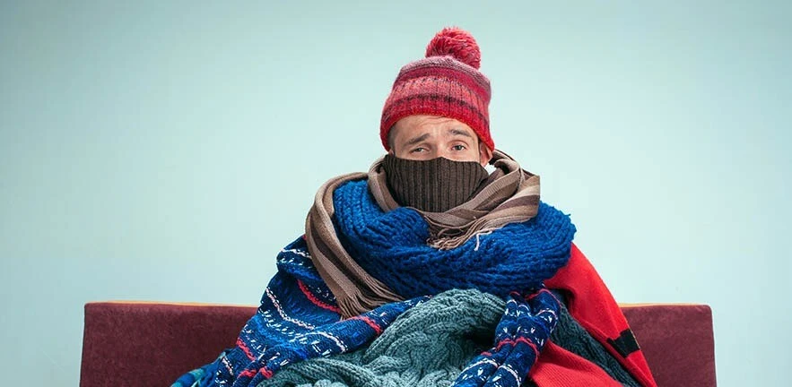 Photo of man with flu.