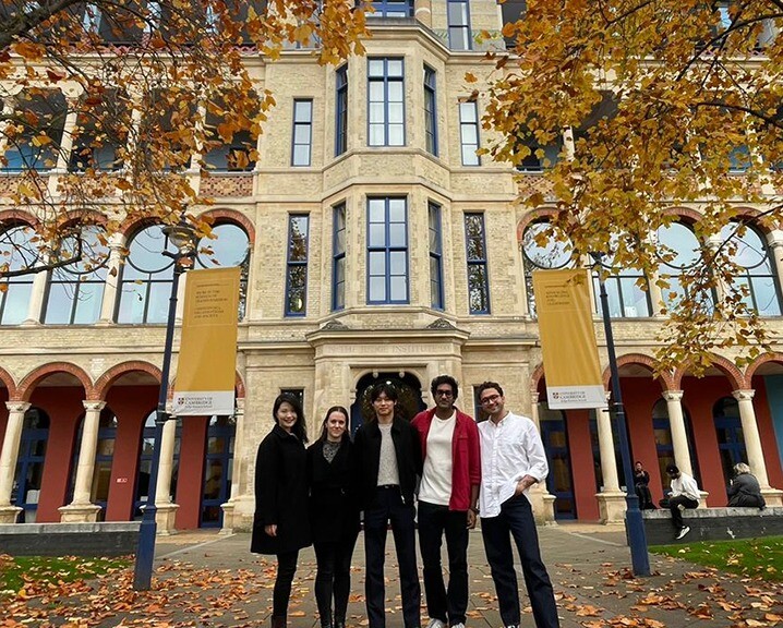 MFin students outside Cambridge Judge.