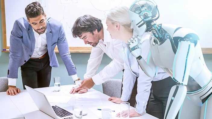 Humans and AI working together.