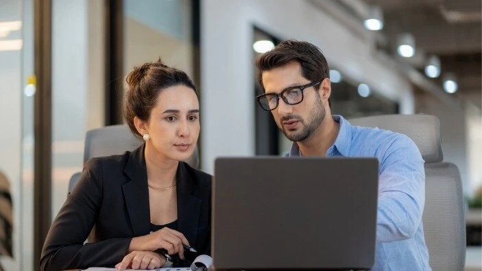 Team using AI in financial services.