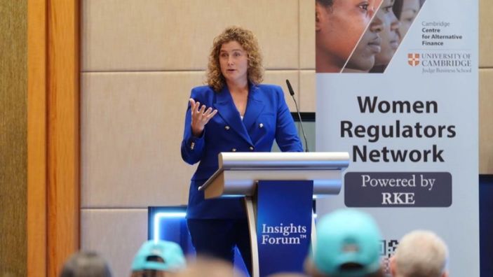 Lindis Oma, Regulatory Innovation Specialist and RKE Lead, pictured at Insights Forum, Singapore, November 2025.