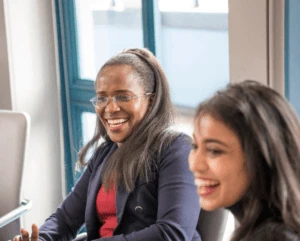 Women laughing.