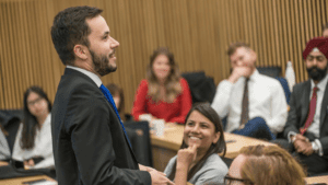 Talking in class.