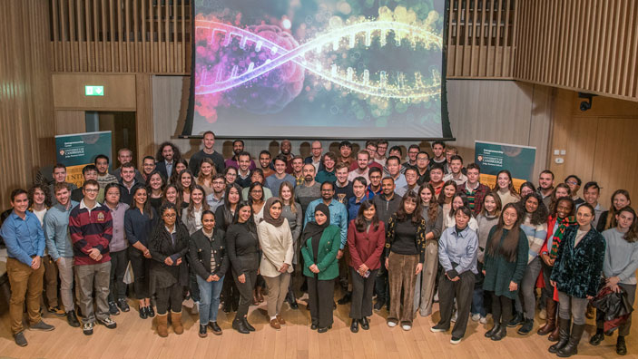 A diverse group of EnterpriseTECH in a Cambridge Judge lecture hall.
