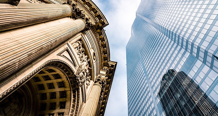 Financial buildings in London.