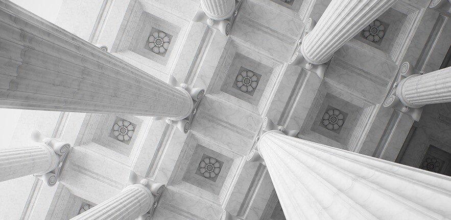 The classical ceiling of the law courts.