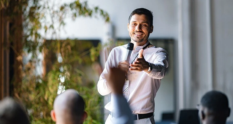 A leader talking to their audience.