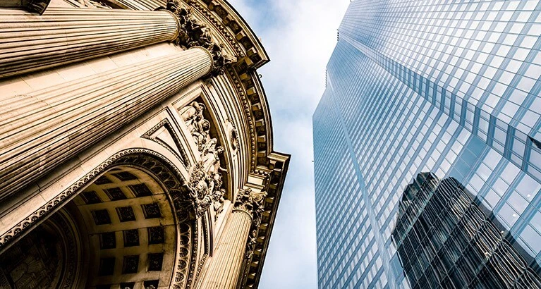 Financial buildings in London.