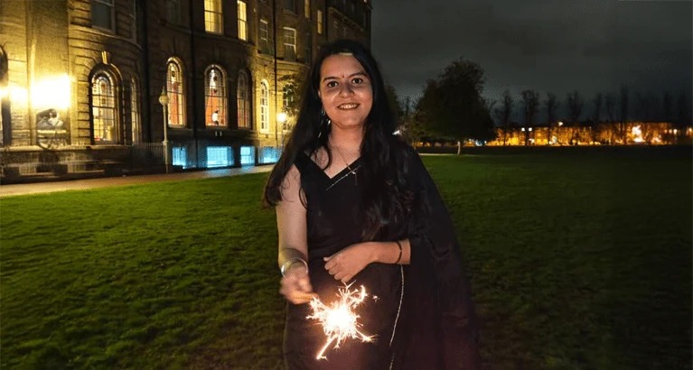 Aaryani Dogra with sparkler.