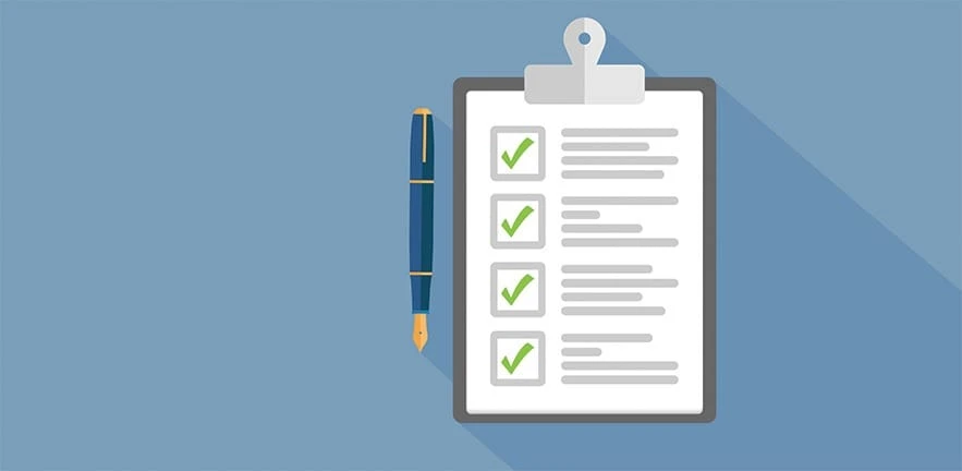 Clipboard showing completed items