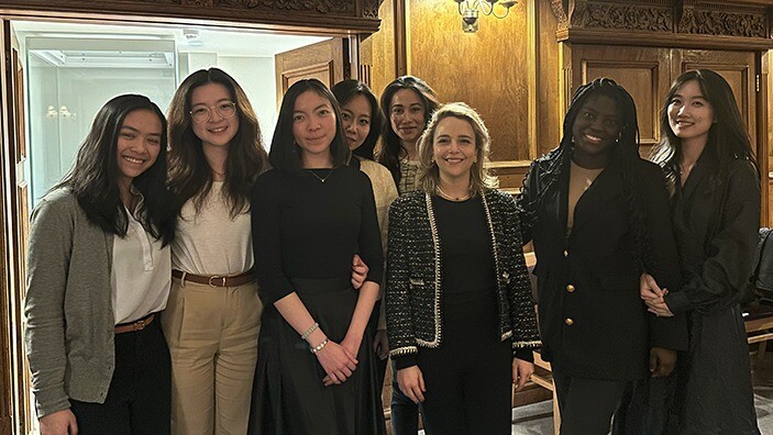 MFin students with guest speaker Golnaz Borghei from PwC.