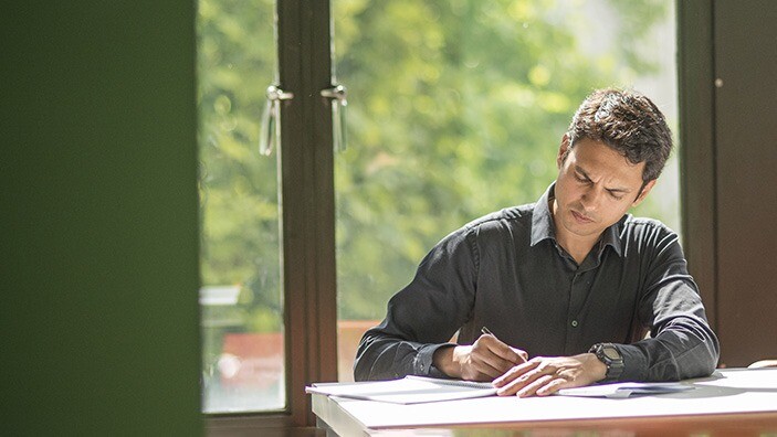 Cambridge student studying.