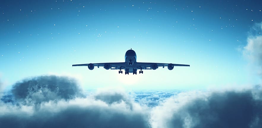 Airplane flying overclouds. This is a 3d render illustration