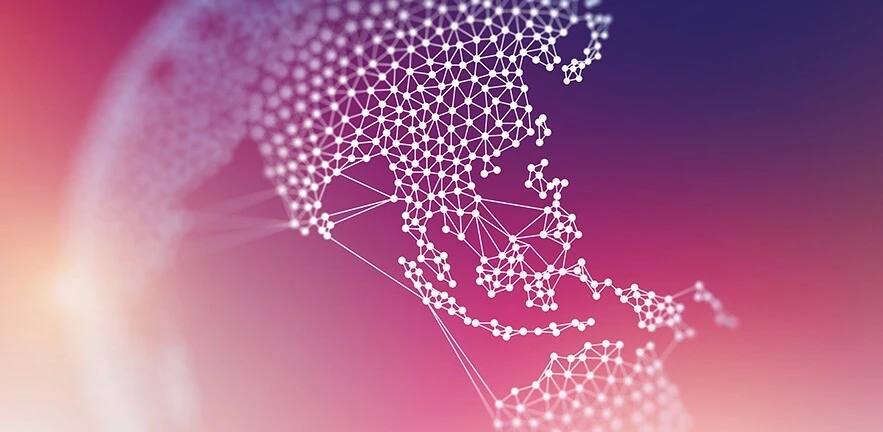 Geometric Network Polygon Globe Graphic Background.