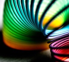 Rainbow slinky toy.