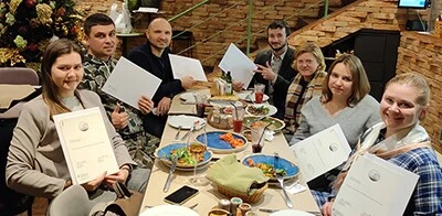 Kyiv-based participants in the programme gathered to collect their certificates.