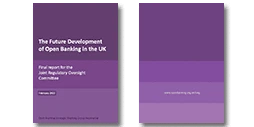 The Future Development of Open Banking in the UK report cover.