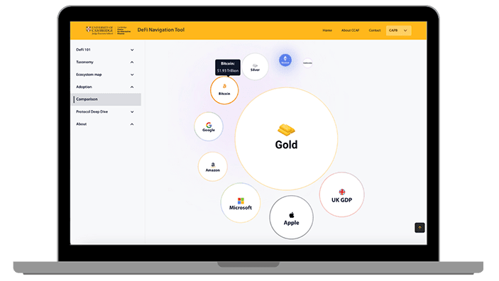 Cambridge DeFi Navigator: comparison screen.