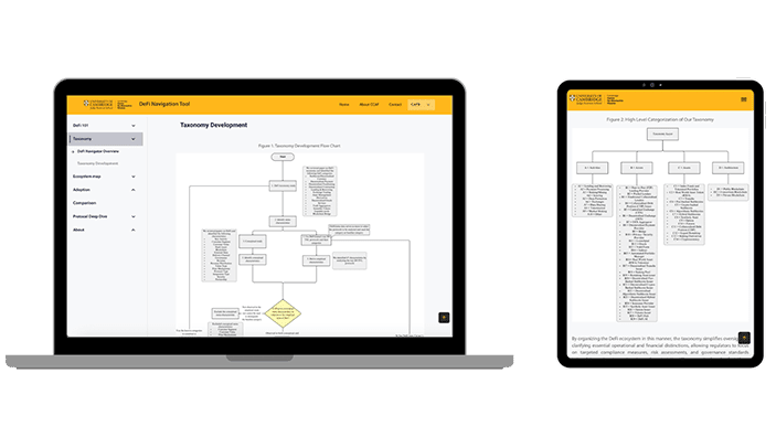 Cambridge DeFi Navigator: DeFi taxonomy screen.