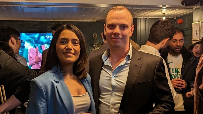 Sheena Saraf with a friend.