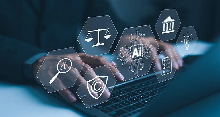 Regulation and innovation laptop concept.