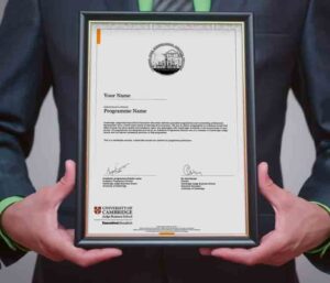 A Certificate of Achievement, framed.