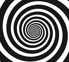 Black and white spirals creating a hypnotic, swirling pattern.