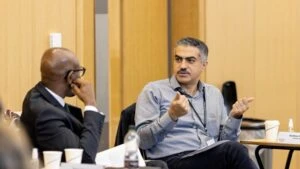 Delegates having a discussion in the classroom