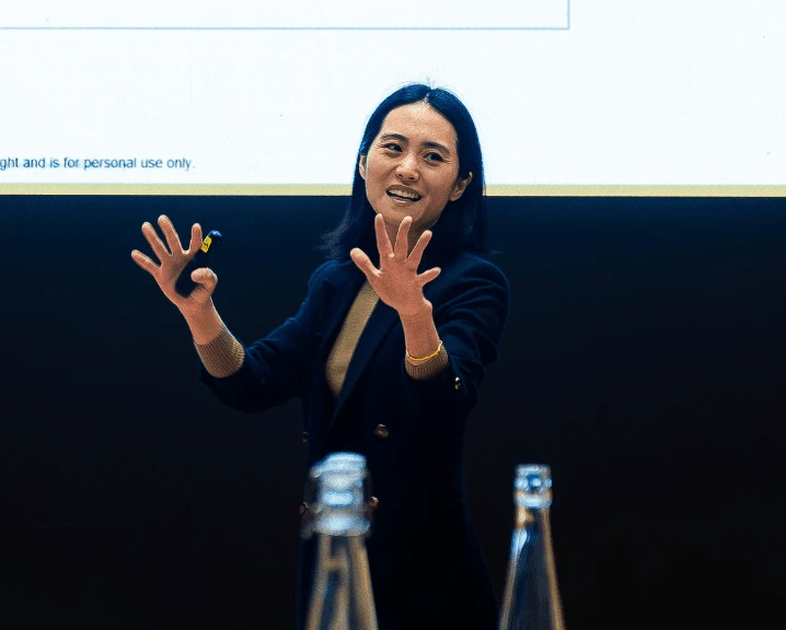 Shasha Lu teaching a class in Cambridge