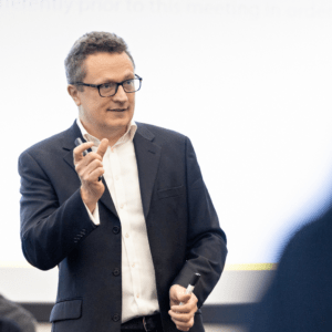 Professor Andreas Richter presenting to class of leaders