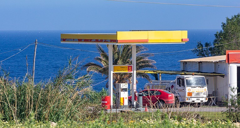 Petrol Station near Chania on Crete, Greece.
