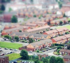 Tilt Shift Aerial View of Urban Housing
