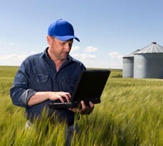 Farmer and Laptop