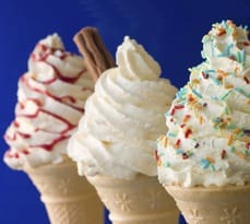 Whipped Ice Cream Cones with Three Different Toppings