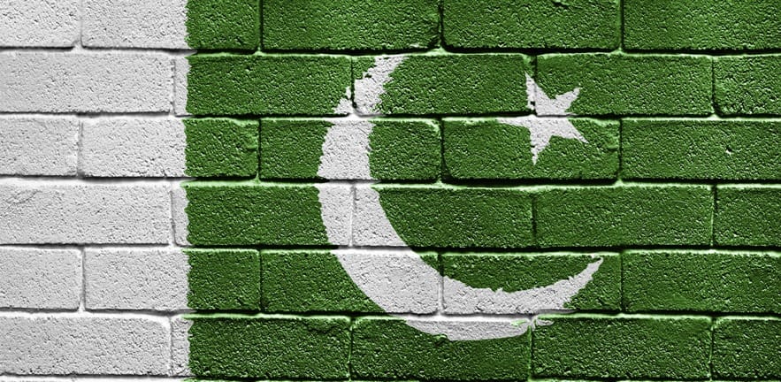 Flag of Pakistan on brick wall