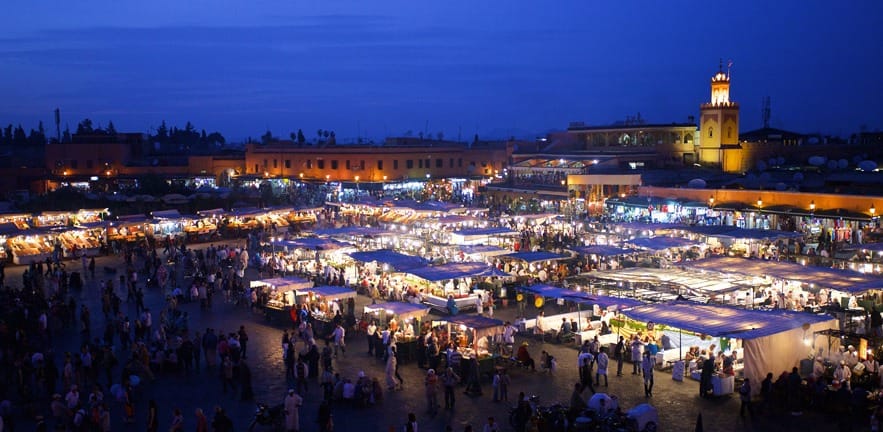 Djemma el Fna, one of the oldest square and market place in Marrakech, Morocco.