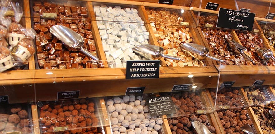 Self service in a chocolate shop