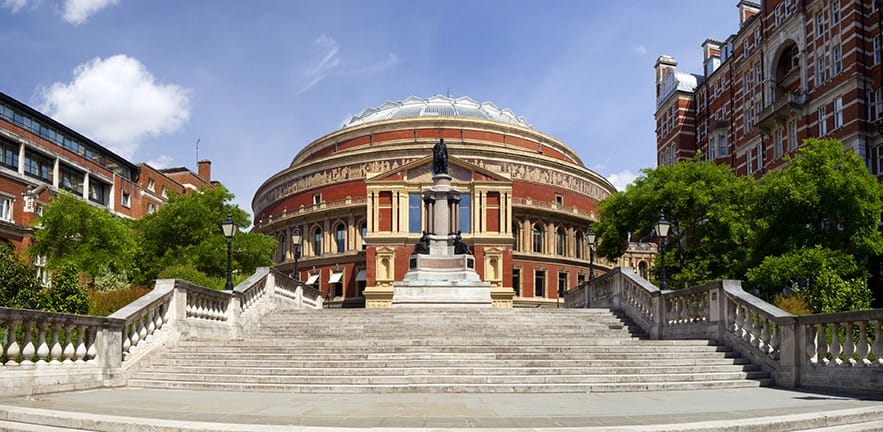 Panoramic of the Royal Albert Hall in London.