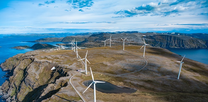 Wind turbines landscape.