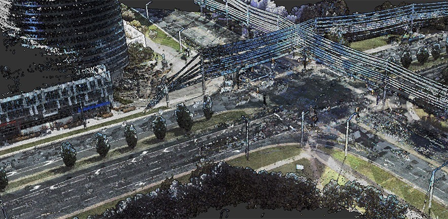 3D laser scan of crossroads.