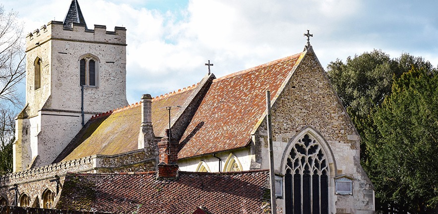 Shot of a rural church from an angle