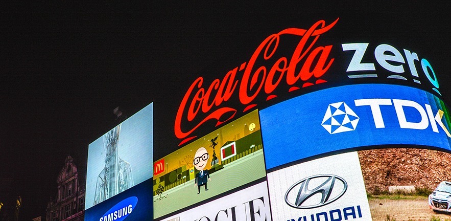 Piccadilly Circus electronic advertising hoardings.