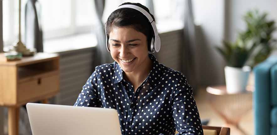 Photo of a woman learning online.