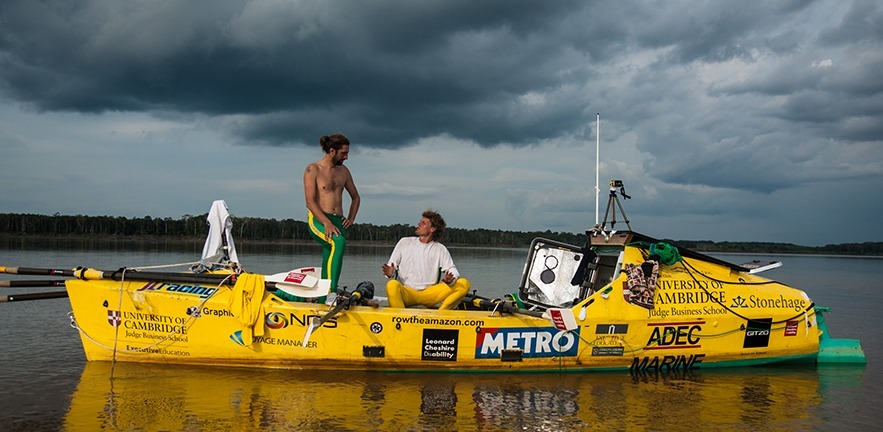 L-R: Anton Wright and Mark de Rond, on their boat.