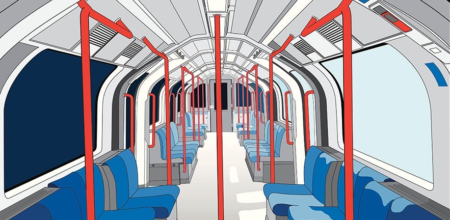 Illustration of an empty underground train.