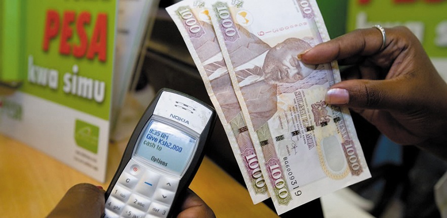 M-Pesa mobile money transfer.
