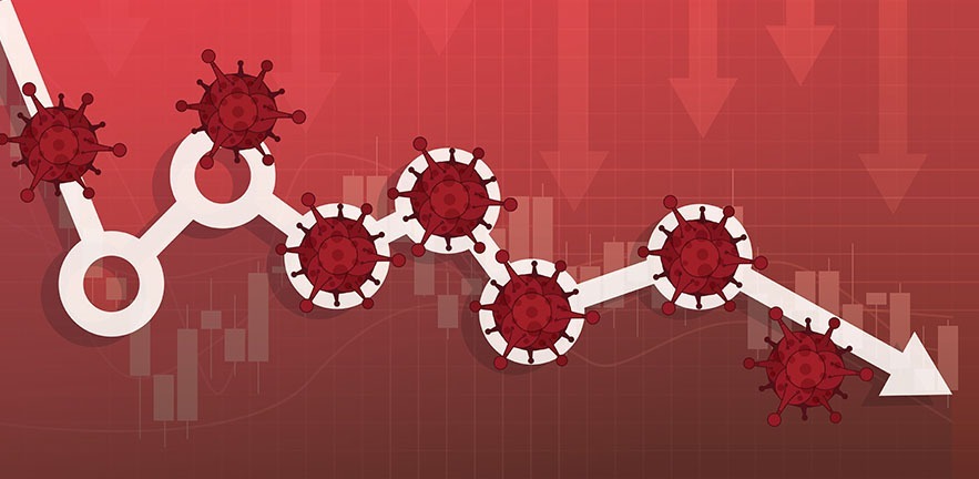 Image of coronavirus stock market crash.