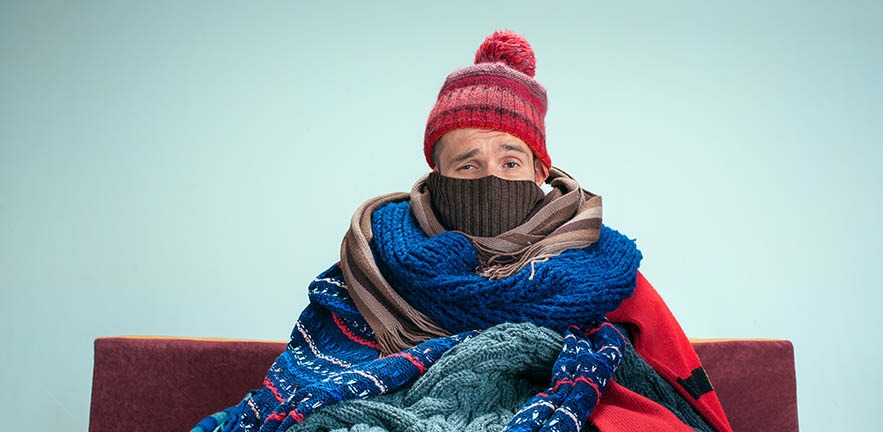 Photo of man with flu.